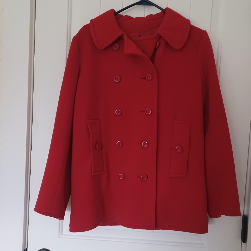 Vintage, made in USA,  Passport,  red wool blend coat,  size medium
